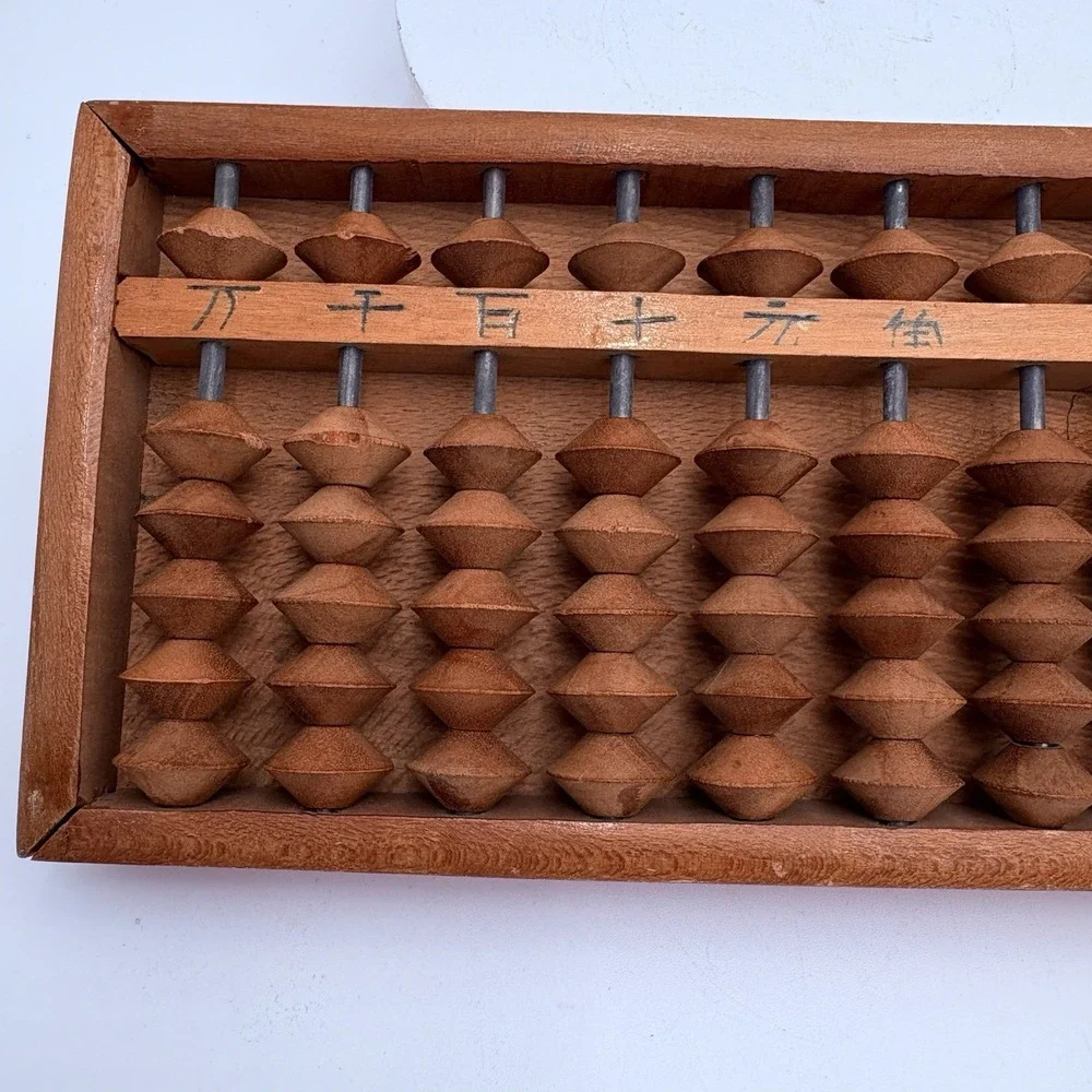 Vintage Japanese Soroban Abacus Carved Wood 15 Rows 90‎ Beads 1/6 Combo Math